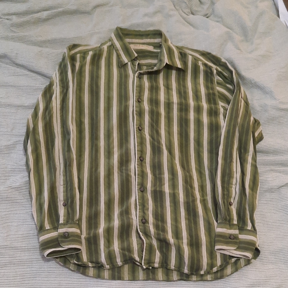 Tommy Bahama Green Striped Button Down